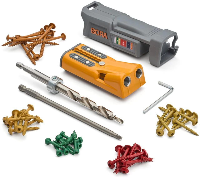 Main image of Pro Compact Metal Pocket Hole Jig Kit with 50 Screws, Auto Calibrating Auto Adjusting Pocket Screw Jig, Heavy Duty Woodworking Pocket Hole Jig, Pocket Hole System, Auto Measuring Drill Guide