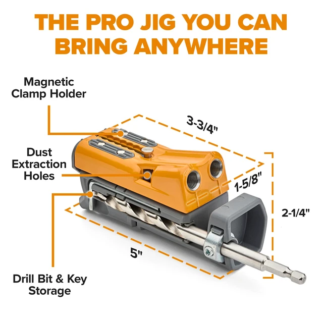 Alt view image 2 of 7 - Pro Compact Metal Pocket Hole Jig Kit with 50 Screws, Auto Calibrating Auto Adjusting Pocket Screw Jig, Heavy Duty Woodworking Pocket Hole Jig, Pocket Hole System, Auto Measuring Drill Guide