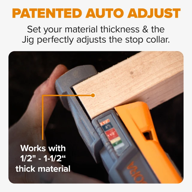 Alt view image 3 of 7 - Pro Compact Metal Pocket Hole Jig Kit with 50 Screws, Auto Calibrating Auto Adjusting Pocket Screw Jig, Heavy Duty Woodworking Pocket Hole Jig, Pocket Hole System, Auto Measuring Drill Guide