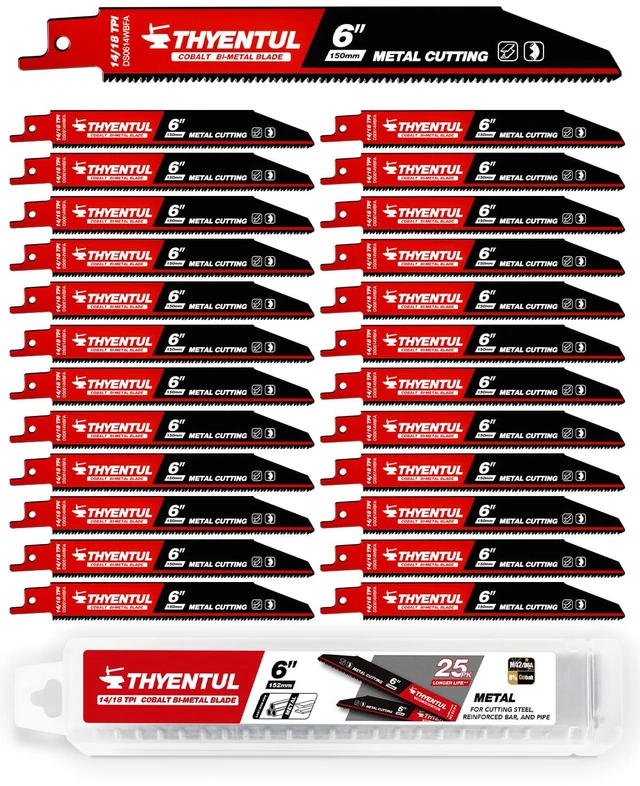 Main image of 25-Pack,6-inch,14/18 TPI,Cobalt Bi-Metal Automatic Dismantling Sawzall Blades for Metal, 6 14/18 TPI Reciprocating Saw Blades Replace Milwaukee and Diablo sawzall Blade
