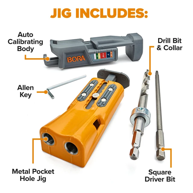 Alt view image 7 of 7 - Pro Compact Metal Pocket Hole Jig Kit with 50 Screws, Auto Calibrating Auto Adjusting Pocket Screw Jig, Heavy Duty Woodworking Pocket Hole Jig, Pocket Hole System, Auto Measuring Drill Guide