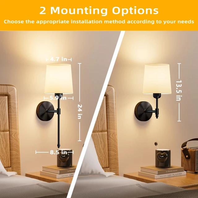 Alt view image 5 of 7 - Battery Operated Wall Sconces Set of 2, Remote Control, RGB Bulb, Black Wireless Rechargeable Dimmable Wall Light with RGB Bulb and Remote for Bedroom, Living Room, Hallway