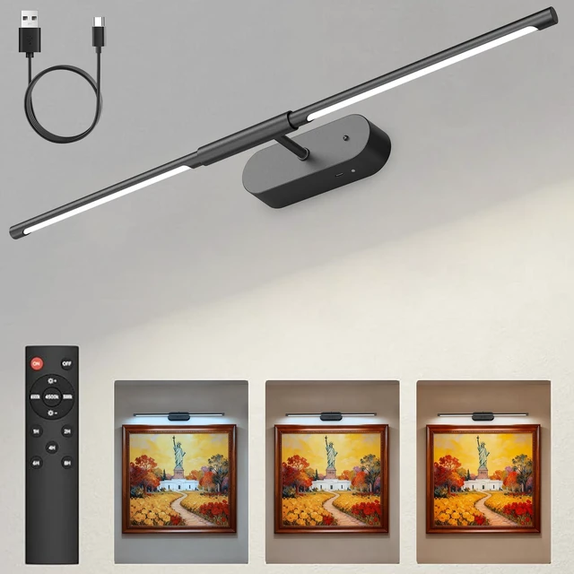 Main image of 24" Brighter Picture Lights for Wall, Wireless Art Light Enhanced Brightness, 8000mAh Battery Operated, Rechargeable, 3 Color Modes & Brightness Levels, Easy to Install, Remote,Timer