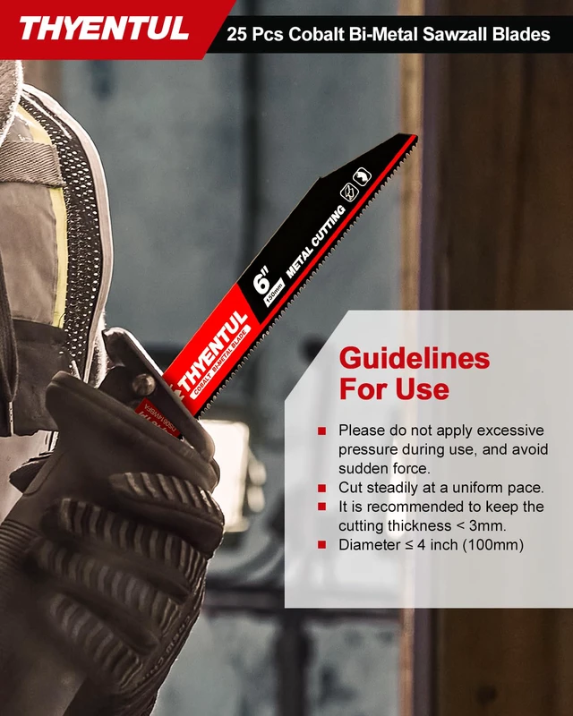 Alt view image 7 of 7 - 25-Pack,6-inch,14/18 TPI,Cobalt Bi-Metal Automatic Dismantling Sawzall Blades for Metal, 6 14/18 TPI Reciprocating Saw Blades Replace Milwaukee and Diablo sawzall Blade