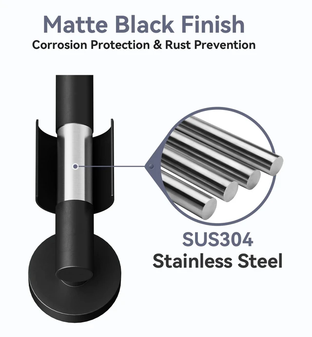 Alt view image 3 of 7 - Matte Black Towel Bar, 18 Inch Bathroom Towel Rack
