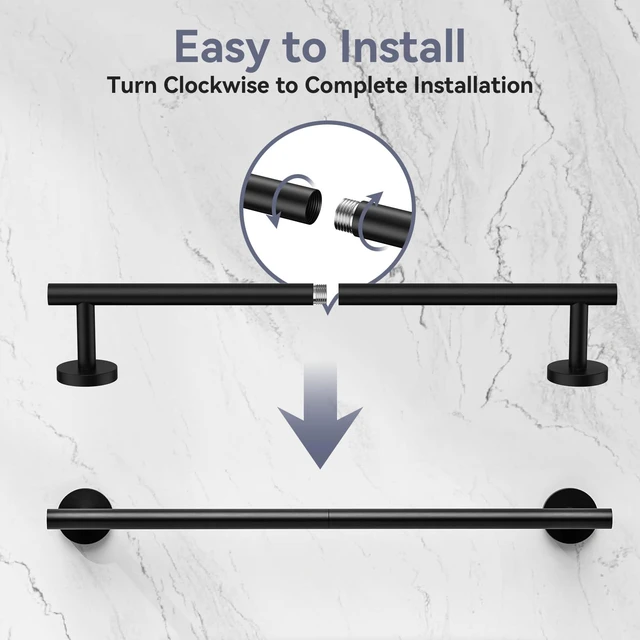 Alt view image 4 of 7 - Matte Black Towel Bar, 18 Inch Bathroom Towel Rack