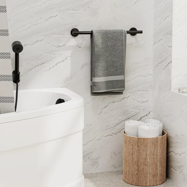 Alt view image 7 of 7 - Matte Black Towel Bar, 18 Inch Bathroom Towel Rack