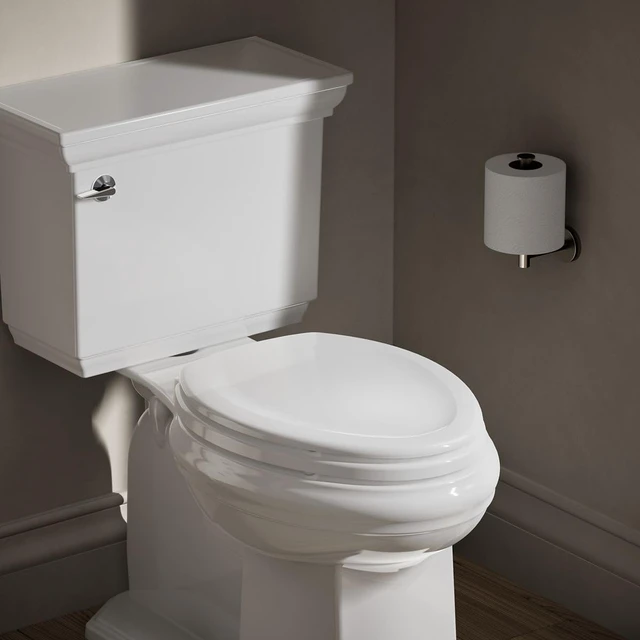 Alt view image 2 of 7 - 4647-0 Stonewood Elongated Toilet Seat, Elongated Wood Seat for Standard Toilets, Comes with Color-Matched Plastic Hinges, Home Essentials, White (Pack of 2)