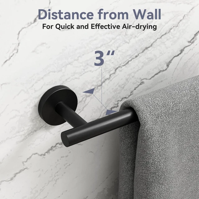 Alt view image 6 of 7 - Matte Black Towel Bar, 18 Inch Bathroom Towel Rack