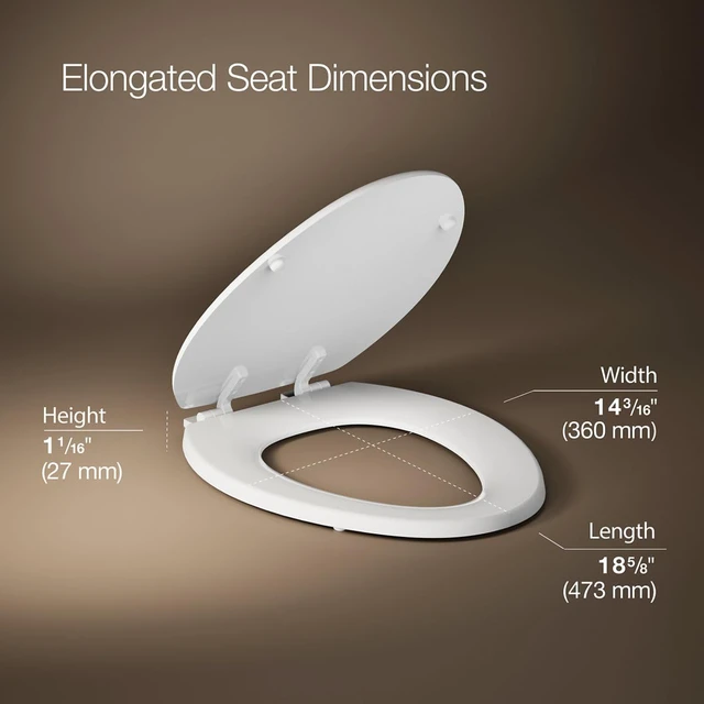 Alt view image 3 of 7 - 4647-0 Stonewood Elongated Toilet Seat, Elongated Wood Seat for Standard Toilets, Comes with Color-Matched Plastic Hinges, Home Essentials, White (Pack of 2)