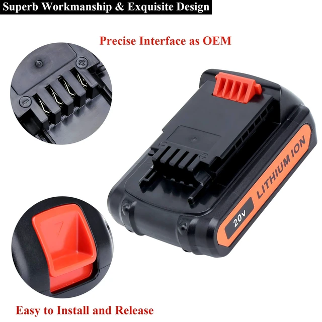 Alt view image 7 of 7 - 2Pack 4.0Ah 20V MAX LBXR20 Compatible with Black and Decker Weed Eater 20V Battery LB2X4020 LBXR2020-OPE LBXR20-OPE2 LBXR20B-2 LB2X3020-OPE LBXR20BT 20 Volt Max Outdoor Cordless Power Tools