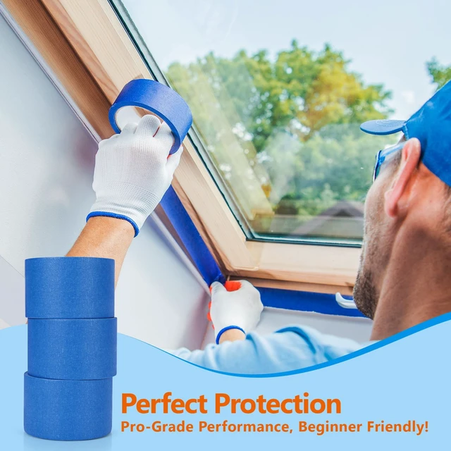 Alt view image 6 of 7 - Painters Tape 3 Inch Wide, 3 Rolls Blue Painters Tape for Painting 55 Yards UV Resistant, No Residue, Multi-Surface Wide Painters Tape for Walls Painting DIY Crafts Indoor Outdoor