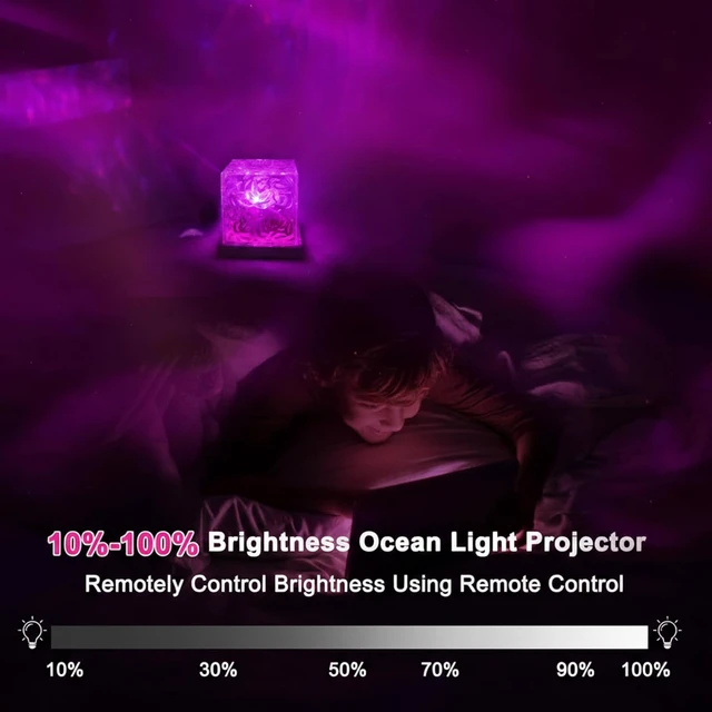 Alt view image 3 of 7 - Ocean Wave Projector Light, 16 Colors Rotating Water Lamp, Remote Beach Decor Sea Themed Gradual Northern Lights Projector for Office Bedroom Bar Restaurant (Cordless)