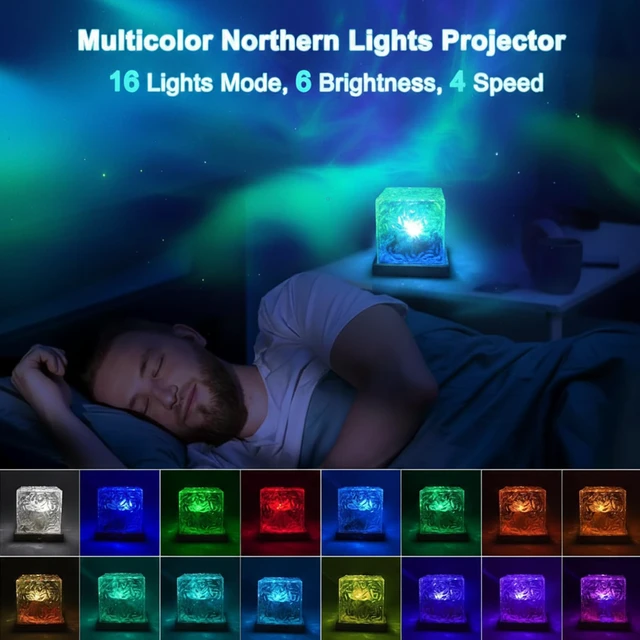 Alt view image 2 of 7 - Ocean Wave Projector Light, 16 Colors Rotating Water Lamp, Remote Beach Decor Sea Themed Gradual Northern Lights Projector for Office Bedroom Bar Restaurant (Cordless)