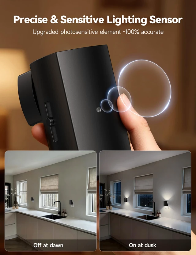 Alt view image 3 of 7 - BL-WM-Square-Black-PW-2PC Modern Night Light with Rotating Plug, Dusk to Dawn Sensor, 0-100LM Stepless Dimming Night Light for Hallway Bedroom Bathroom