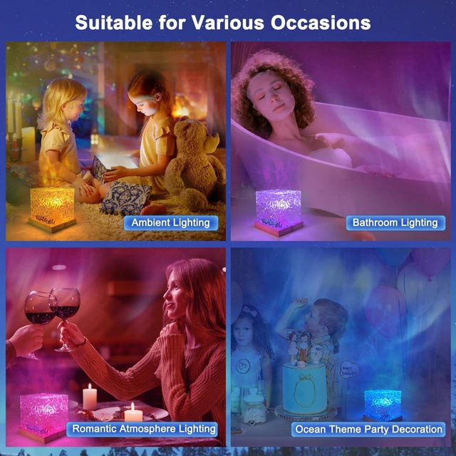 Alt view image 5 of 7 - Ocean Wave Projector Light, 16 Colors Rotating Water Lamp, Remote Beach Decor Sea Themed Gradual Northern Lights Projector for Office Bedroom Bar Restaurant (Cordless)