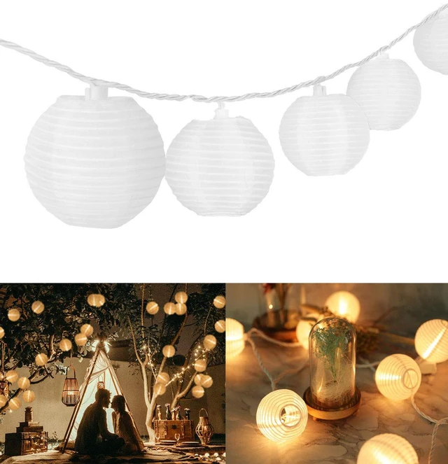 Main image of Mini Lantern Lights String Outdoor, 3 Inch Globe Lantern String Lights for Bedroom -20CT Connectable White Lights for Wedding Decorations, Patio,Porch,Window Decor