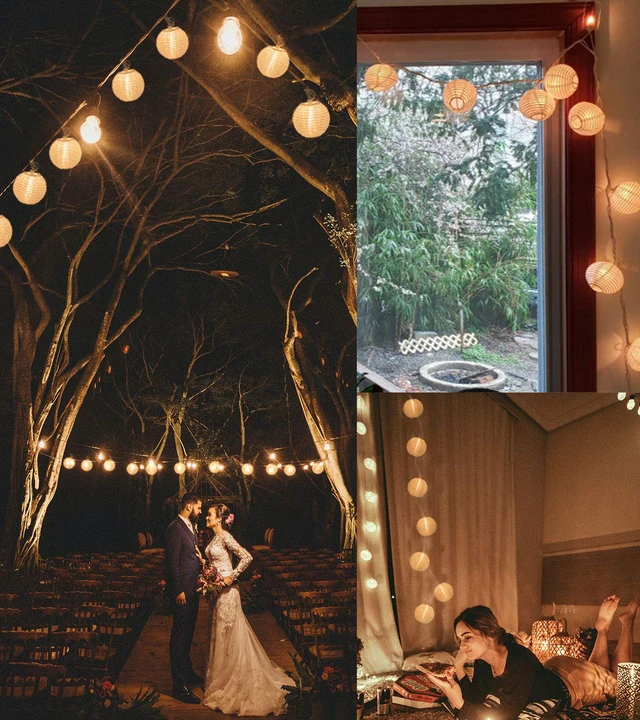 Alt view image 5 of 7 - Mini Lantern Lights String Outdoor, 3 Inch Globe Lantern String Lights for Bedroom -20CT Connectable White Lights for Wedding Decorations, Patio,Porch,Window Decor