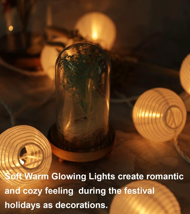 Alt view image 6 of 7 - Mini Lantern Lights String Outdoor, 3 Inch Globe Lantern String Lights for Bedroom -20CT Connectable White Lights for Wedding Decorations, Patio,Porch,Window Decor