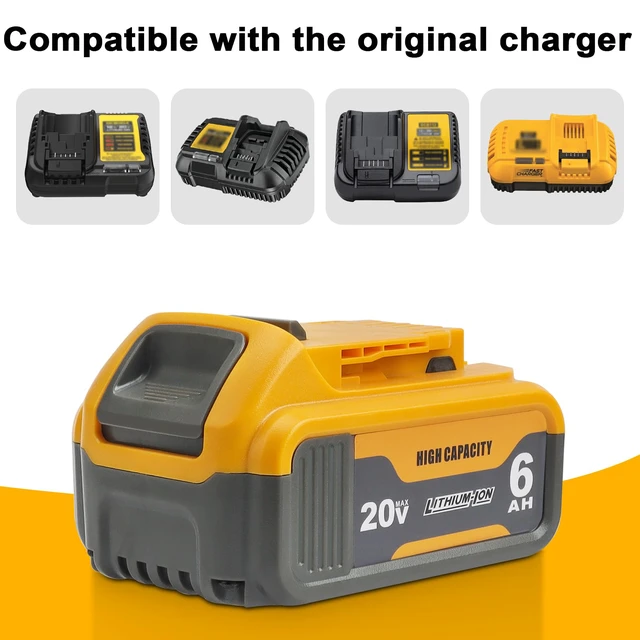 Alt view image 6 of 7 - 20V 6.0Ah Replacement Battery Compatible with Dewalt 20V Tools Lithium-Ion Battery Compatible With Dewalt 20V Battery DCB200 DCD DCF DCG Series Cordless Power Tools Not Made in Dewalt