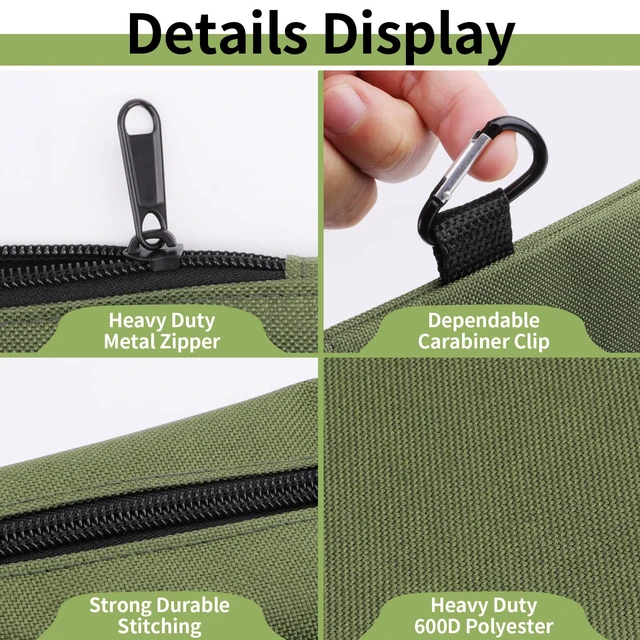 Alt view image 3 of 7 - 6 Pack Tool Bag Zipper Pouch, Premium Tool Pouch, Utility Storage Organizer Tool Pouches with Carabiner Metal Zipper for Tools, Stationary, Pencil Pouch
