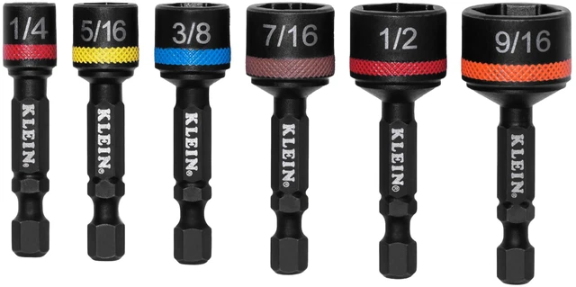 Main image of 32926S 2-Inch Magnetic Power Nut Setters, Compact Impact Driver Set, Color-Coded, SAE, Impact-Rated, 6-Piece