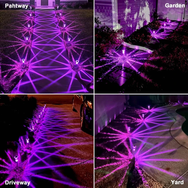 Alt view image 5 of 7 - Halloween Solar Lights Outdoor 10 Pack LED Purple Pathway Lights Waterproof Halloween Decorations Outdoor for Yard Garden Walkway Outside Driveway Landscape Path, Auto On/Off, Spike Pattern