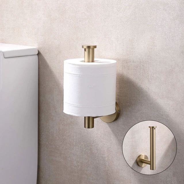 Alt view image 3 of 7 - Brushed Gold Toilet Paper Holder SUS304 Stainless Steel, Modern Round Tissue Roll Holders Wall Mount, Toilet Paper Roll Dispenser Bathroom 5 inch TP Holder for Kitchen Washroom