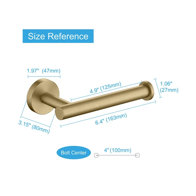 Alt view image 4 of 7 - Brushed Gold Toilet Paper Holder SUS304 Stainless Steel, Modern Round Tissue Roll Holders Wall Mount, Toilet Paper Roll Dispenser Bathroom 5 inch TP Holder for Kitchen Washroom
