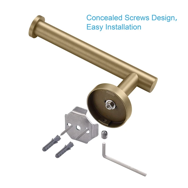 Alt view image 5 of 7 - Brushed Gold Toilet Paper Holder SUS304 Stainless Steel, Modern Round Tissue Roll Holders Wall Mount, Toilet Paper Roll Dispenser Bathroom 5 inch TP Holder for Kitchen Washroom