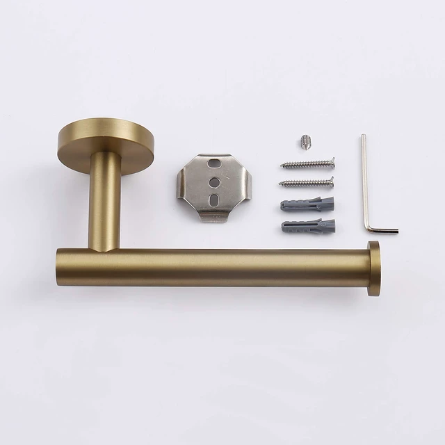 Alt view image 7 of 7 - Brushed Gold Toilet Paper Holder SUS304 Stainless Steel, Modern Round Tissue Roll Holders Wall Mount, Toilet Paper Roll Dispenser Bathroom 5 inch TP Holder for Kitchen Washroom