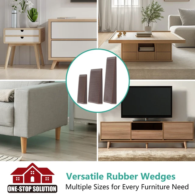 Alt view image 4 of 7 - Furniture Leveler 24pcs Kit Size Variety | Multi-Purpose Rubber Shim for Leveling Feet Stable | Anti-Wobble Pad for Uneven Table, Dresser Leg, Toliet and More Furniture | Prevent from Wobbling