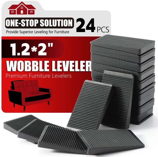 Main image of Furniture Leveler 24pcs Kit Size Variety | Multi-Purpose Rubber Shim for Leveling Feet Stable | Anti-Wobble Pad for Uneven Table, Dresser Leg, Toliet and More Furniture | Prevent from Wobbling