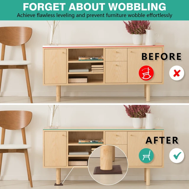 Alt view image 6 of 7 - Furniture Leveler 24pcs Kit Size Variety | Multi-Purpose Rubber Shim for Leveling Feet Stable | Anti-Wobble Pad for Uneven Table, Dresser Leg, Toliet and More Furniture | Prevent from Wobbling