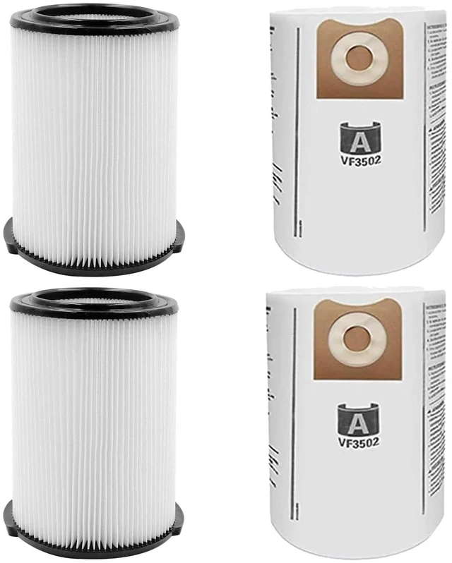 Main image of VF4000 Replacement Filters for Ridgid Shop Vac 72947 Wet/Dry Vacs 2-Pack VF4000 Standard Filter for Ridgid 5-20 Gallon Vacuum, for Husky 6-9 Gallon Vacs with 2 Pack VF3502 Vacuum Bags