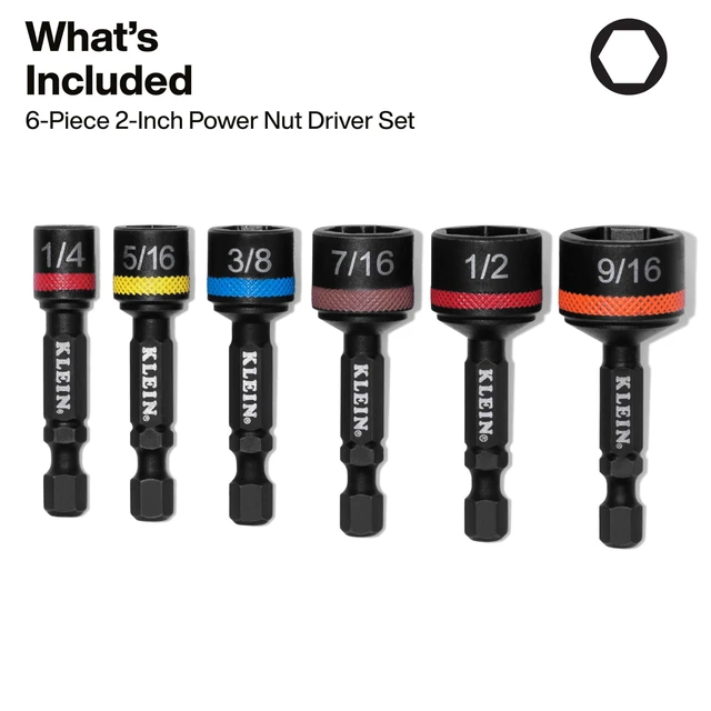 Alt view image 2 of 5 - 32926S 2-Inch Magnetic Power Nut Setters, Compact Impact Driver Set, Color-Coded, SAE, Impact-Rated, 6-Piece
