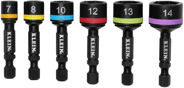 Main image of 32926SM 2-Inch Magnetic Power Nut Setters, Compact Impact Driver Set, Color-Coded, Metric, Impact-Rated, 6-Piece