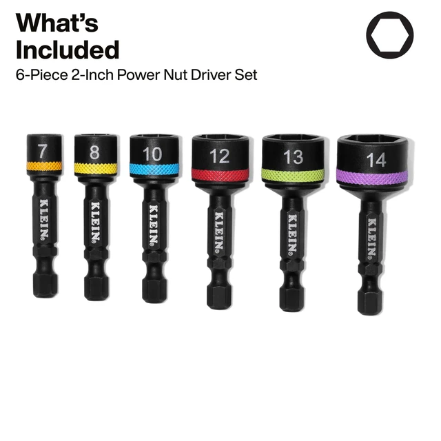 Alt view image 2 of 5 - 32926SM 2-Inch Magnetic Power Nut Setters, Compact Impact Driver Set, Color-Coded, Metric, Impact-Rated, 6-Piece