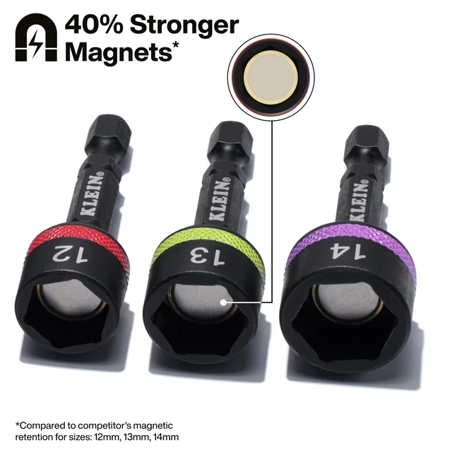 Alt view image 3 of 5 - 32926SM 2-Inch Magnetic Power Nut Setters, Compact Impact Driver Set, Color-Coded, Metric, Impact-Rated, 6-Piece