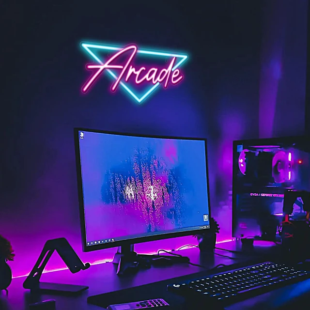Alt view image 4 of 7 - Arcade Neon Sign, LED Arcade Signs for Arcade Room Decor | Retro Neon Sign for Boys Bedroom, Gaming Wall decor - Best Arcade Gifts for Teenage Boys, Christmas