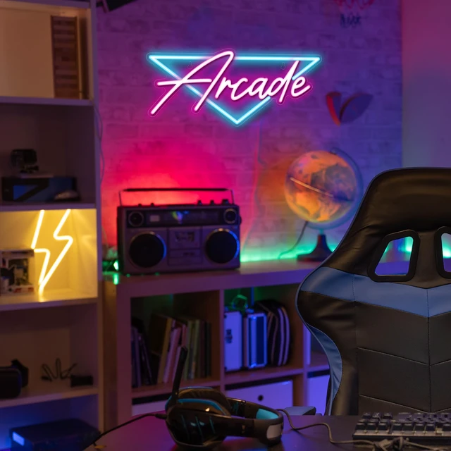Alt view image 6 of 7 - Arcade Neon Sign, LED Arcade Signs for Arcade Room Decor | Retro Neon Sign for Boys Bedroom, Gaming Wall decor - Best Arcade Gifts for Teenage Boys, Christmas