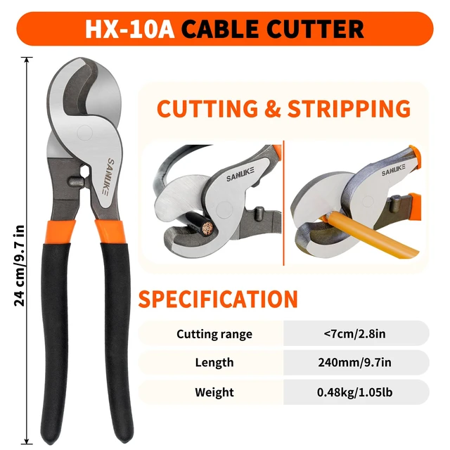 Alt view image 3 of 7 - Battery Cable Lug Crimper AWG 8-1/0, Wire Cutter&12pcs Ring Terminal Electrical Crimping Tool AWG 8 6 4 2 1 1/0, Heavy Duty 4 AWG & 0 AWG 3/8'' Copper Lugs Set, 3:1 Heat Shrink Tubes for Crimp