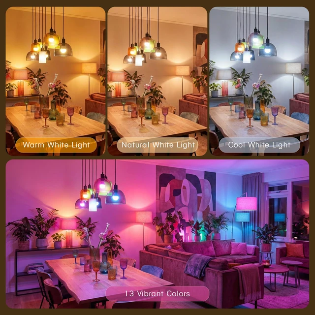 Alt view image 3 of 7 - Rechargeable Light Bulbs with Remote, E26 Light Bulb for Lamps, 2 Pack Battery Light Bulb with 3CCT&12RGB Colors, Dimmable, Timer, Wireless Magnetic Puck Light Bulb for Non-Hardwired Wall Sconces