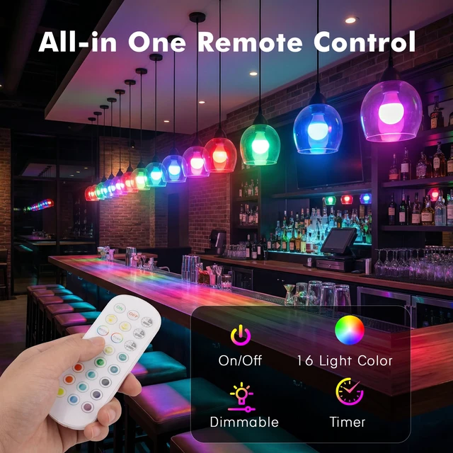Alt view image 4 of 7 - Rechargeable Light Bulbs with Remote, E26 Light Bulb for Lamps, 2 Pack Battery Light Bulb with 3CCT&12RGB Colors, Dimmable, Timer, Wireless Magnetic Puck Light Bulb for Non-Hardwired Wall Sconces