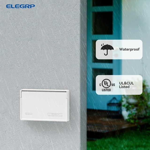 Alt view image 3 of 6 - Horizontal Outdoor Cover for Decotative Receptacles, Weatherproof Wall Plate, Outdoor Electrical Outlet Cover, Standard Size 1-Gang 4.77 x 2.97, Thermoplastic, 6 Pack, White