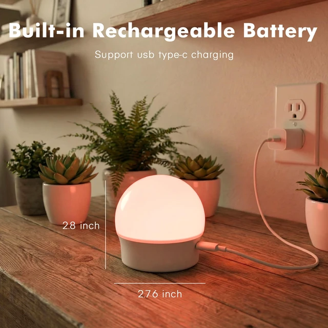 Alt view image 7 of 7 - Rechargeable Light Bulbs with Remote, E26 Light Bulb for Lamps, 2 Pack Battery Light Bulb with 3CCT&12RGB Colors, Dimmable, Timer, Wireless Magnetic Puck Light Bulb for Non-Hardwired Wall Sconces