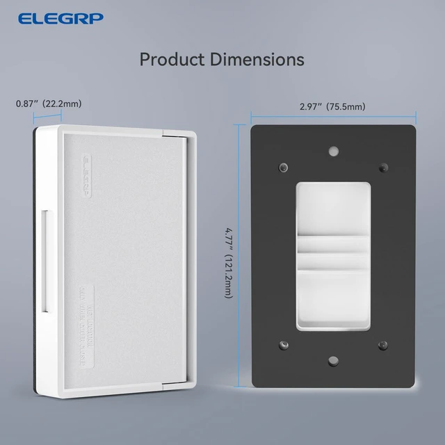 Alt view image 5 of 6 - Horizontal Outdoor Cover for Decotative Receptacles, Weatherproof Wall Plate, Outdoor Electrical Outlet Cover, Standard Size 1-Gang 4.77 x 2.97, Thermoplastic, 6 Pack, White
