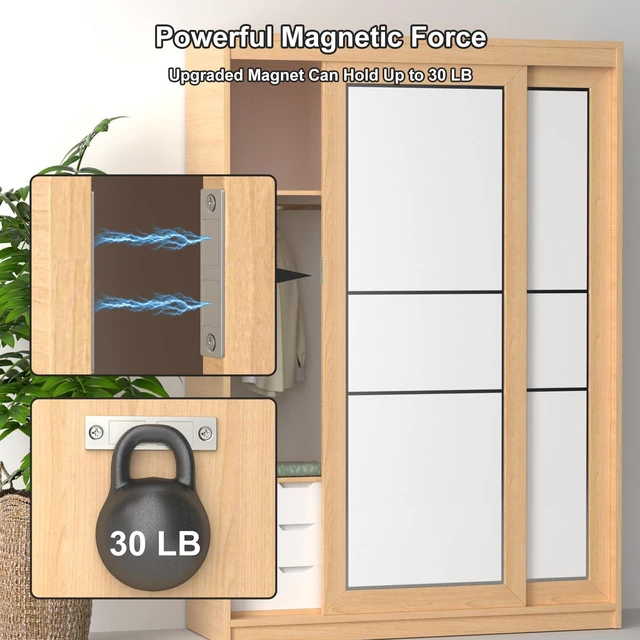 Alt view image 2 of 7 - Cabinet Magnet Door Catch, 8 Pack Ultra Thin Cabinet Door Magnetic 30 LB Kitchen Drawer Magnets Closures, Door Magnetic Catch Cupboard Double Magnets Latch for Wardrobe Closet Door Closing