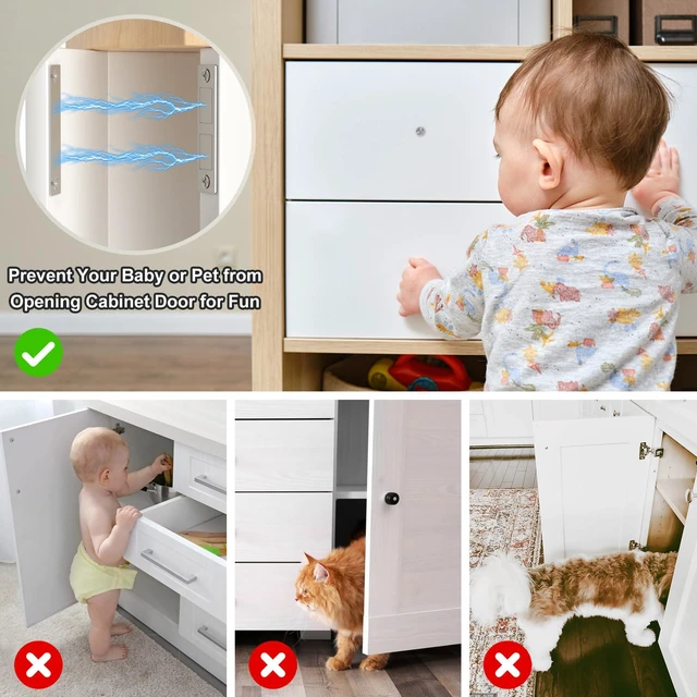 Alt view image 4 of 7 - Cabinet Magnet Door Catch, 8 Pack Ultra Thin Cabinet Door Magnetic 30 LB Kitchen Drawer Magnets Closures, Door Magnetic Catch Cupboard Double Magnets Latch for Wardrobe Closet Door Closing