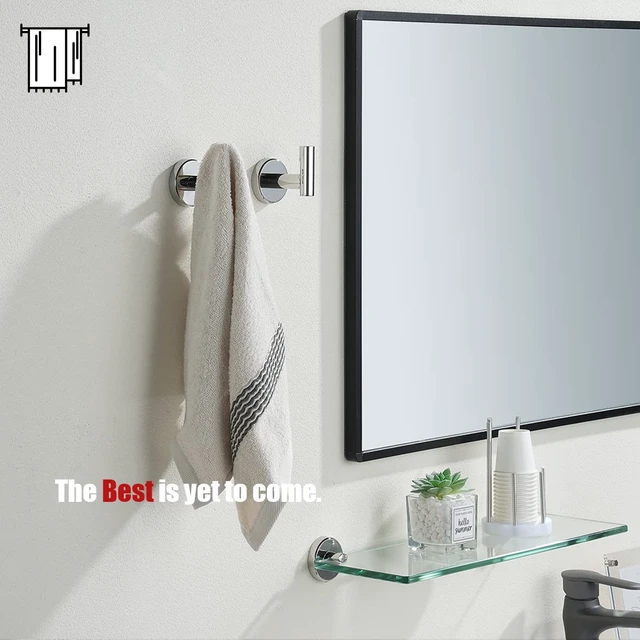 Alt view image 3 of 7 - Chrome Bathroom Towel Hook, 304 Stainless Steel Coat Robe Clothes Hook for Bathroom Kitchen Garage Wall Mounted (Pack of 2), TH100-CH-P2